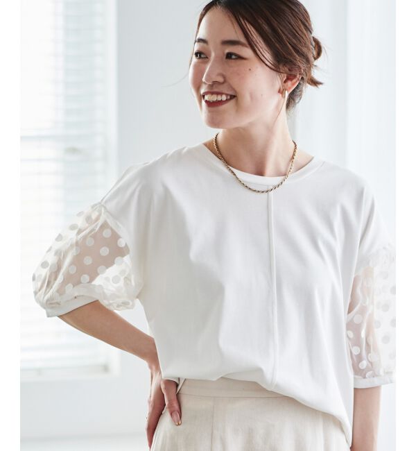 le.coeur blanc「《手洗い可能》TORRAZZO DONNAドット切替カットソー」|Tシャツ・カットソー|