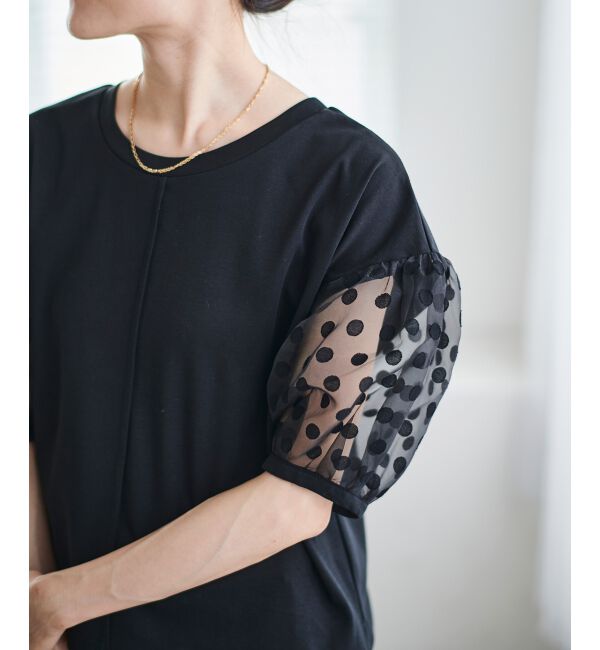 le.coeur blanc「《手洗い可能》TORRAZZO DONNAドット切替カットソー」|Tシャツ・カットソー|ブラック