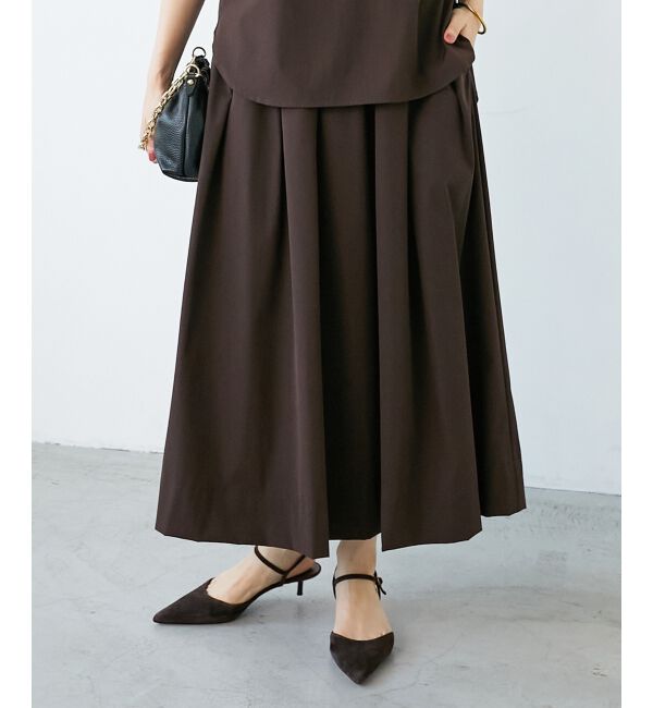  「ナイロンストレッチタックギャザースカート」|スカート|