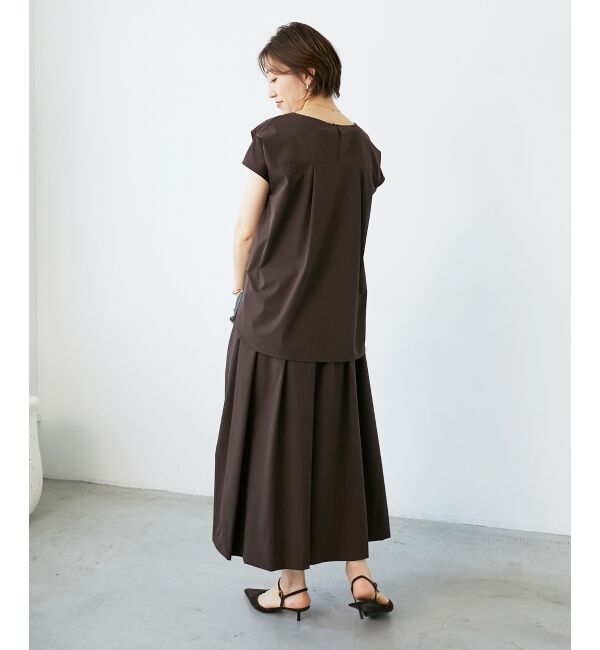  「ナイロンストレッチタックギャザースカート」|スカート|