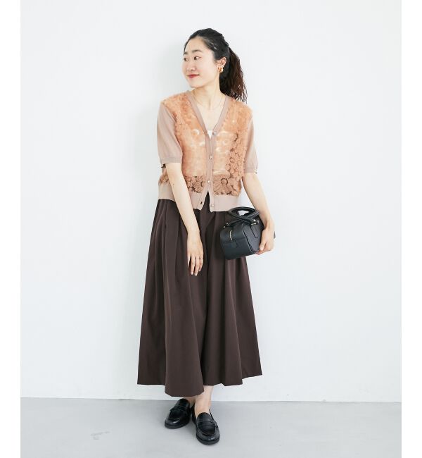  「ナイロンストレッチタックギャザースカート」|スカート|