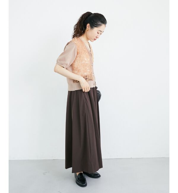  「ナイロンストレッチタックギャザースカート」|スカート|