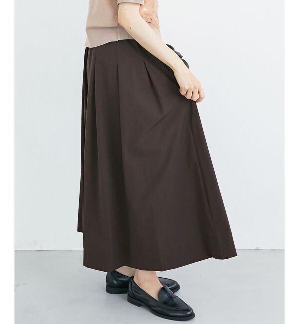  「ナイロンストレッチタックギャザースカート」|スカート|