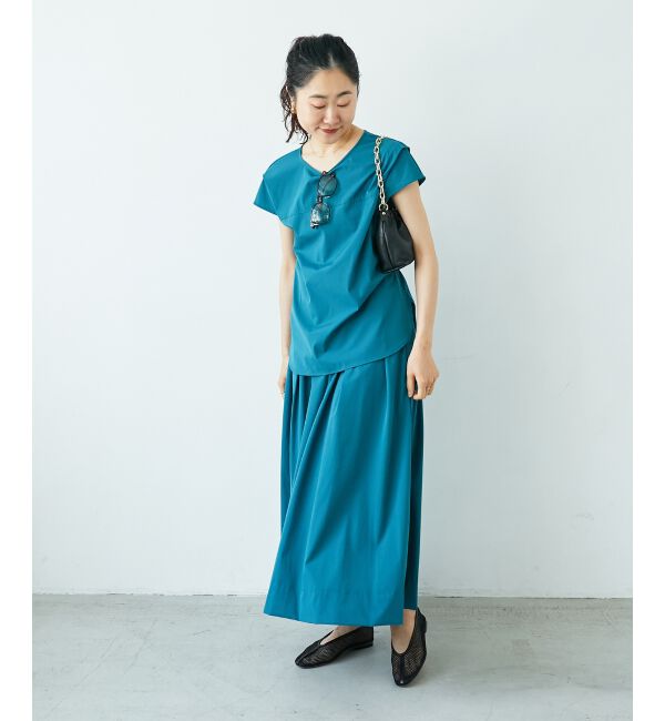  「ナイロンストレッチタックギャザースカート」|スカート|