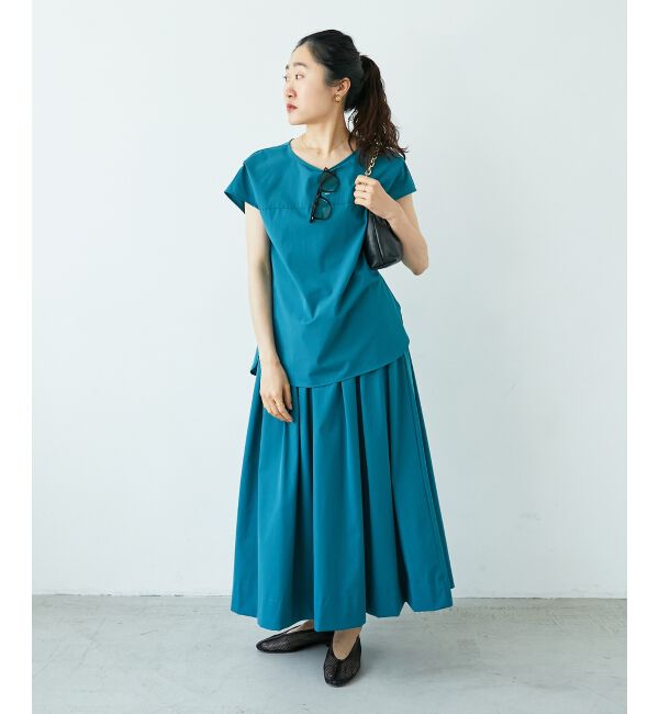  「ナイロンストレッチタックギャザースカート」|スカート|