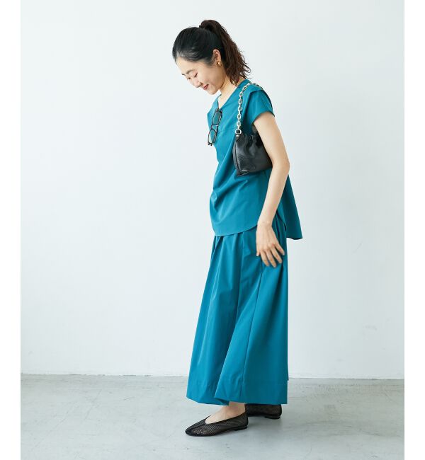  「ナイロンストレッチタックギャザースカート」|スカート|