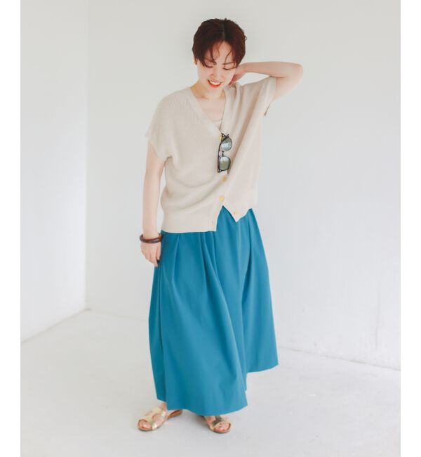  「ナイロンストレッチタックギャザースカート」|スカート|