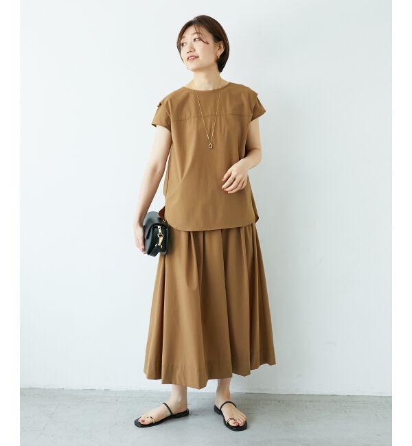  「ナイロンストレッチタックギャザースカート」|スカート|