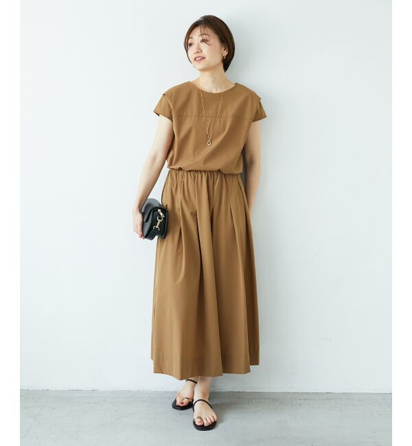  「ナイロンストレッチタックギャザースカート」|スカート|