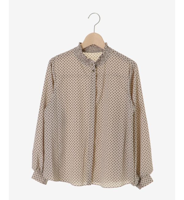  「【日本製】シャーリングネック幾何柄ブラウス」|シャツ・ブラウス|