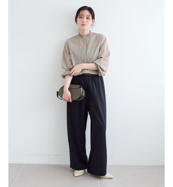 「【日本製】シャーリングネック幾何柄ブラウス」|シャツ・ブラウス|
