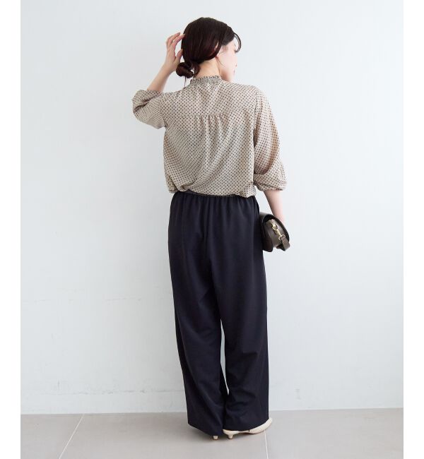  「【日本製】シャーリングネック幾何柄ブラウス」|シャツ・ブラウス|