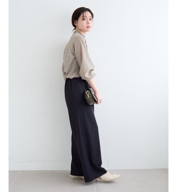  「【日本製】シャーリングネック幾何柄ブラウス」|シャツ・ブラウス|
