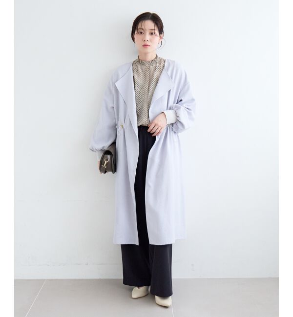  「【日本製】シャーリングネック幾何柄ブラウス」|シャツ・ブラウス|