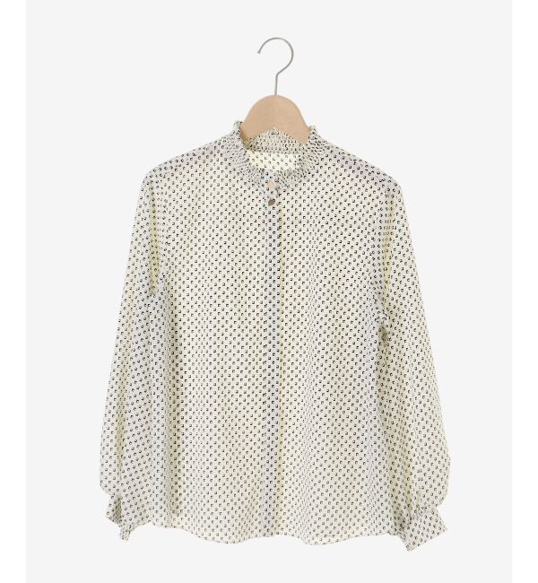  「【日本製】シャーリングネック幾何柄ブラウス」|シャツ・ブラウス|