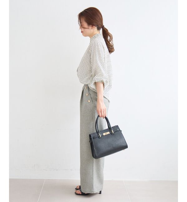  「【日本製】シャーリングネック幾何柄ブラウス」|シャツ・ブラウス|