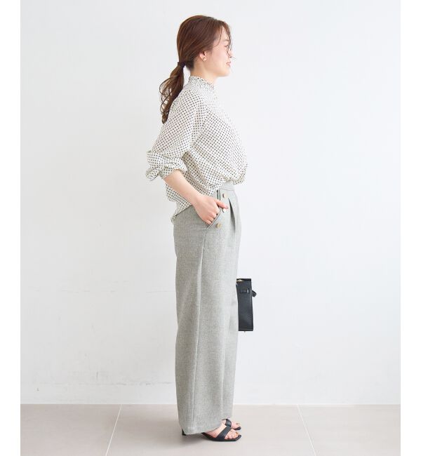  「【日本製】シャーリングネック幾何柄ブラウス」|シャツ・ブラウス|