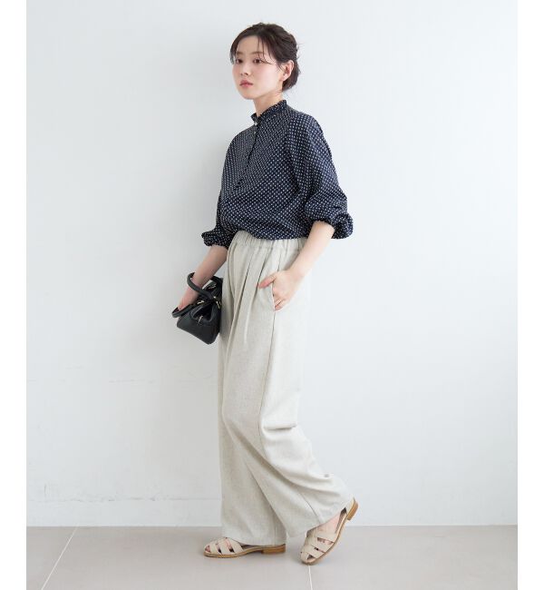  「【日本製】シャーリングネック幾何柄ブラウス」|シャツ・ブラウス|