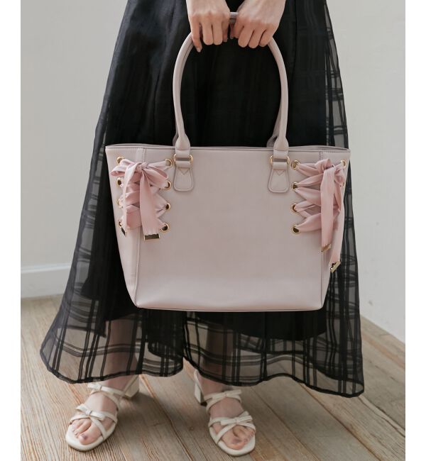 MAJESTICLEGON「サイドレースアップトート」|トートバッグ|ピンク