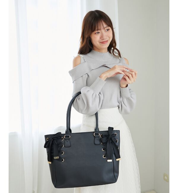 MAJESTICLEGON「サイドレースアップトート」|トートバッグ|ブラック