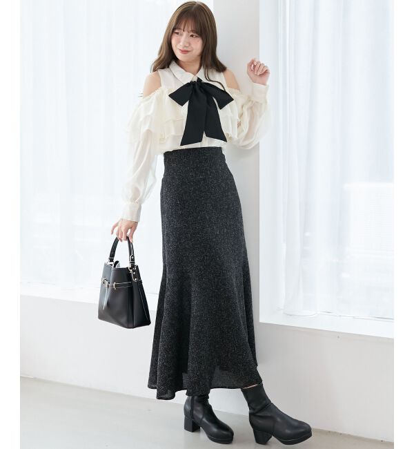  「バイカラーボウタイフリルブラウス」|シャツ・ブラウス|