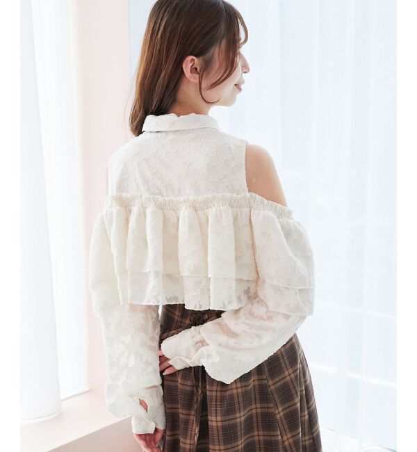  「バイカラーボウタイフリルブラウス」|シャツ・ブラウス|
