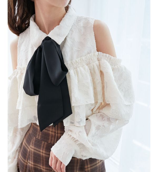  「バイカラーボウタイフリルブラウス」|シャツ・ブラウス|