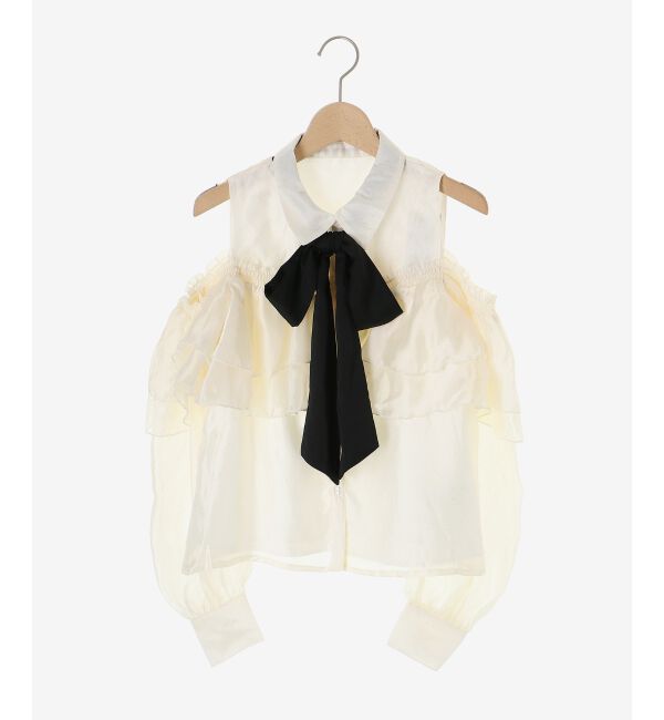  「バイカラーボウタイフリルブラウス」|シャツ・ブラウス|