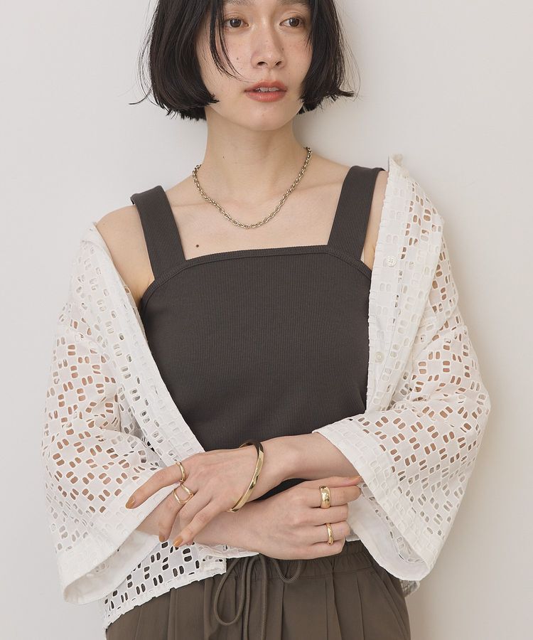 AMERICAN HOLIC「【抗菌防臭】スクエアベアタンクトップ」|インナー|Charcoal Gray