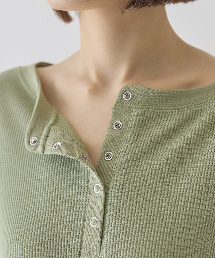 AMERICAN HOLIC「【選べる丈】ヘンリーネック ワッフルメロープルオーバー」|Tシャツ・カットソー|