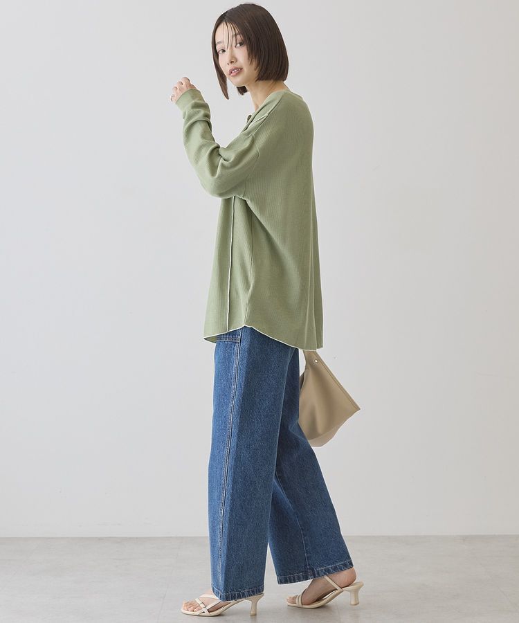 AMERICAN HOLIC「【選べる丈】ヘンリーネック ワッフルメロープルオーバー」|Tシャツ・カットソー|