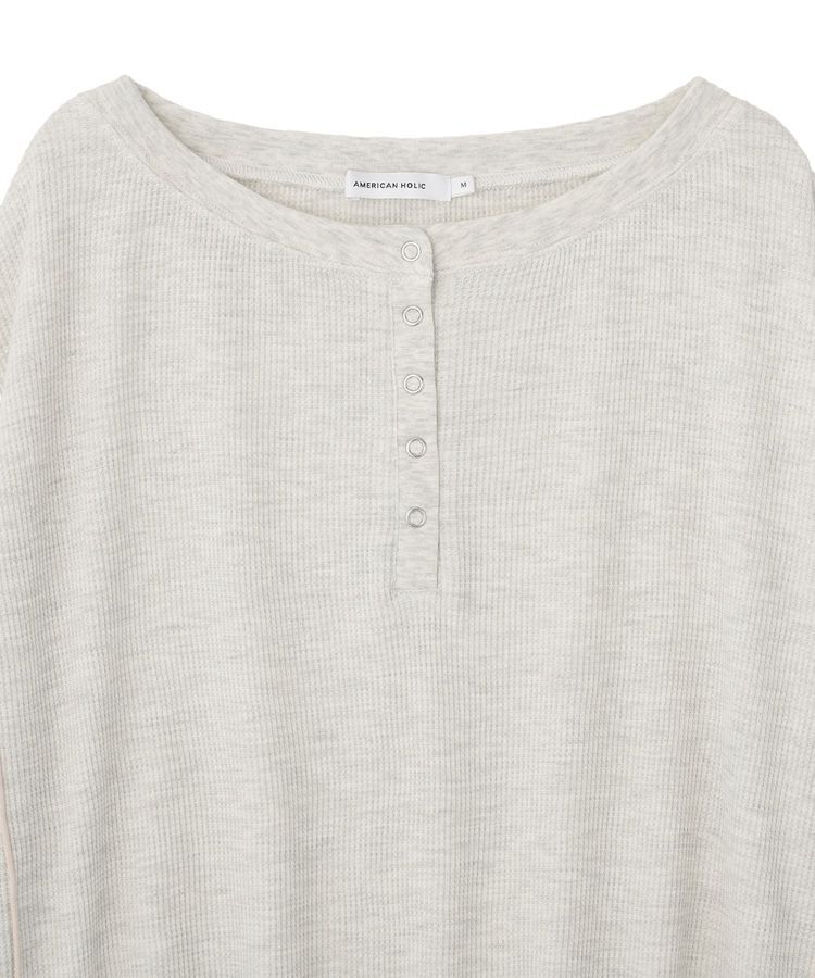 AMERICAN HOLIC「【選べる丈】ヘンリーネック ワッフルメロープルオーバー」|Tシャツ・カットソー|