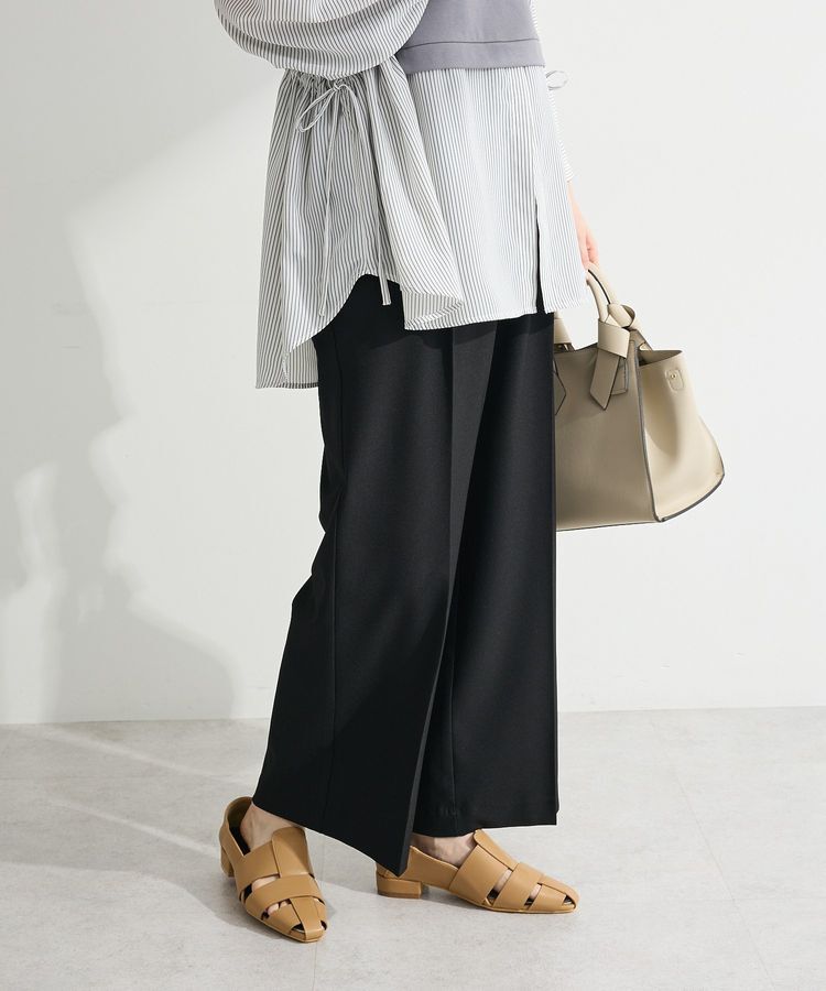 Green Parks「きれシルストレートワイドパンツ」|その他|Black