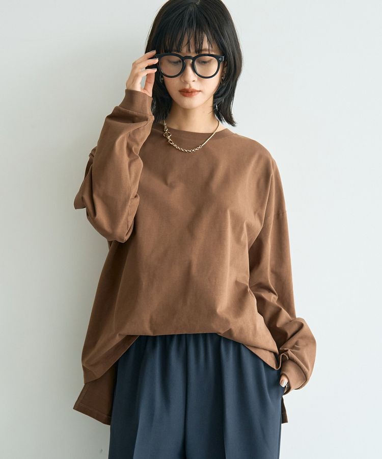 YECCA VECCA「コットンルーズプルオーバー」|Tシャツ・カットソー|Brown