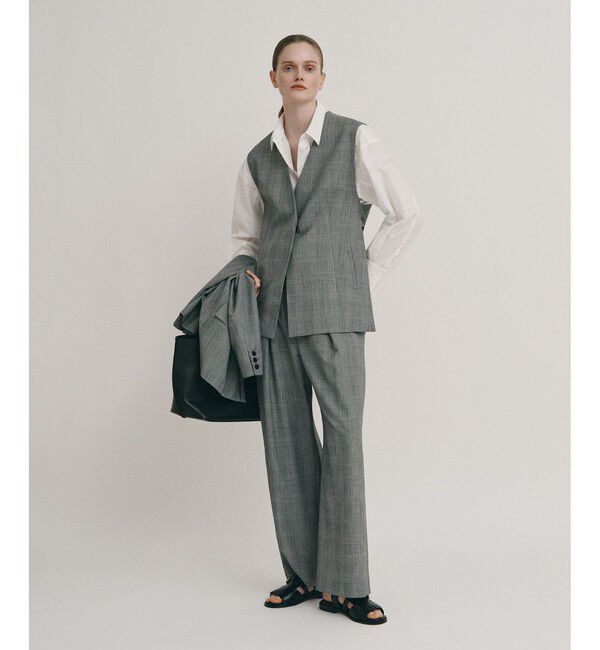 allureville「ディープタックチェックパンツ」|チノ|ブラック系