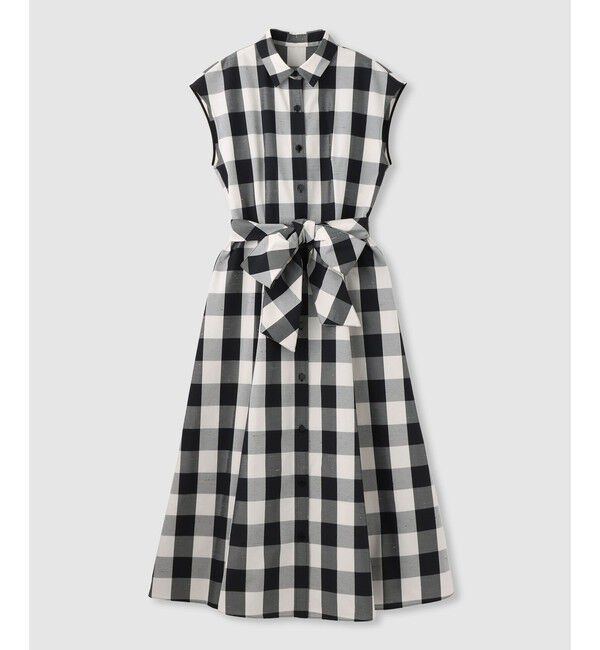 LOULOU WILLOUGHBY「【LOULOU WILLOUGHBY】スラブギンガムシャツワンピース」|ワンピース|ブラック