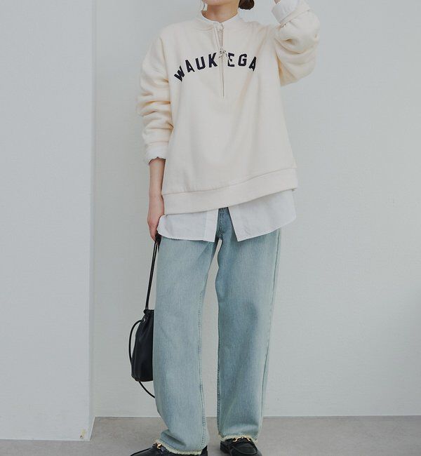  「フロッキープリントハーフジップ裏起毛スウェット」|プルオーバー|