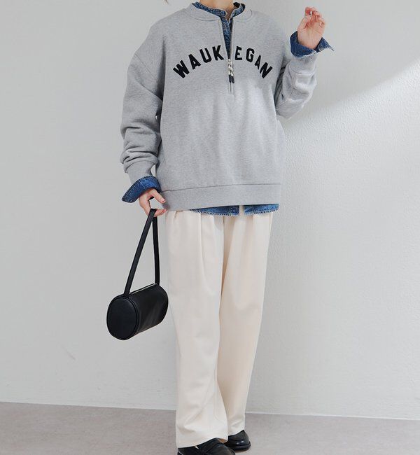  「フロッキープリントハーフジップ裏起毛スウェット」|プルオーバー|