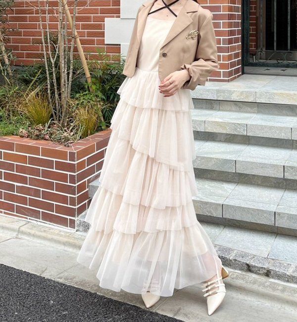  「【WEB限定リバイバル】ティアードチュールワンピース」|ワンピース|