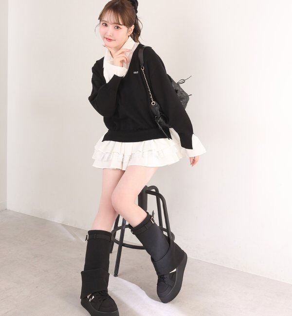  「ニットドッキングチュニックシャツワンピ」|ワンピース|