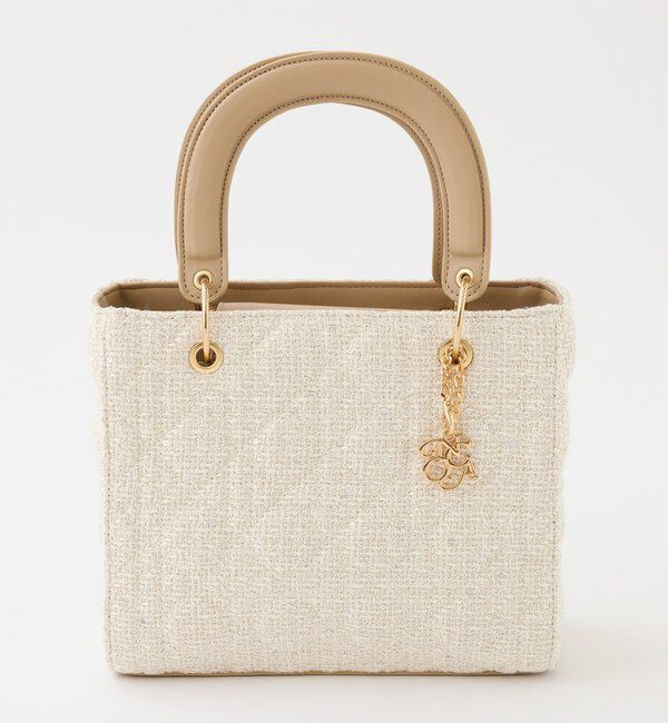  「チャーム付きキルティングミニトートバッグ」|ショルダー・メッセンジャー|ベージュ系その他