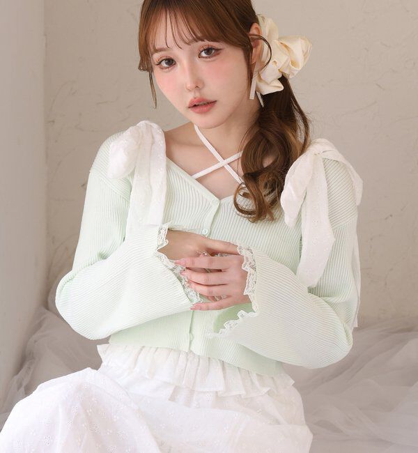  「【SMサイズ展開あり】肩リボンシャーリングワンピース」|ワンピース|