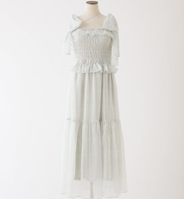  「【SMサイズ展開あり】肩リボンシャーリングワンピース」|ワンピース|