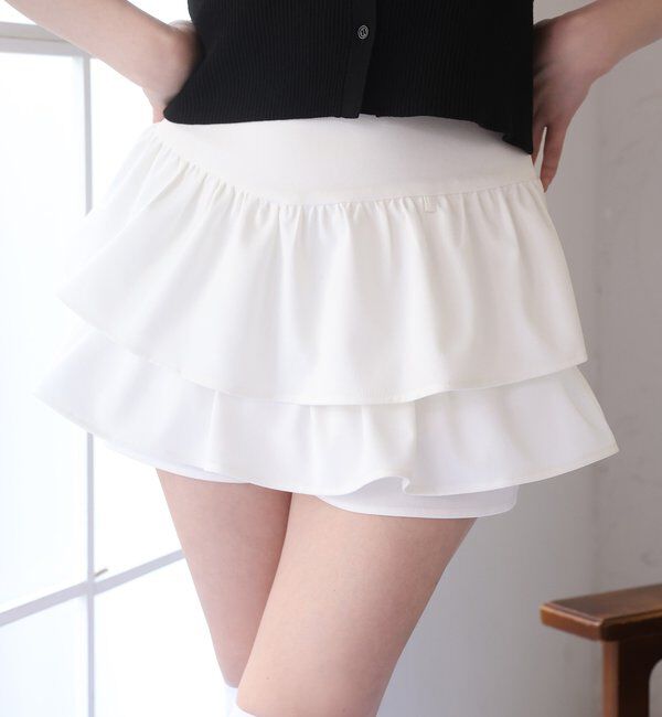  「チャームベルト付きティアードミニスカパン」|スカート|