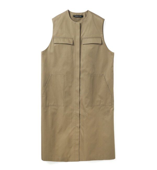 mizuiro ind「mizuiro ind ポケット付きクルーネックロングジレ」|ワンピース|ベージュ