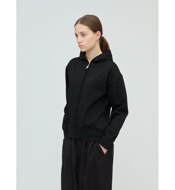 mizuiro ind「mizuiro ind ジップフードニットプルオーバー」|Tシャツ・カットソー|