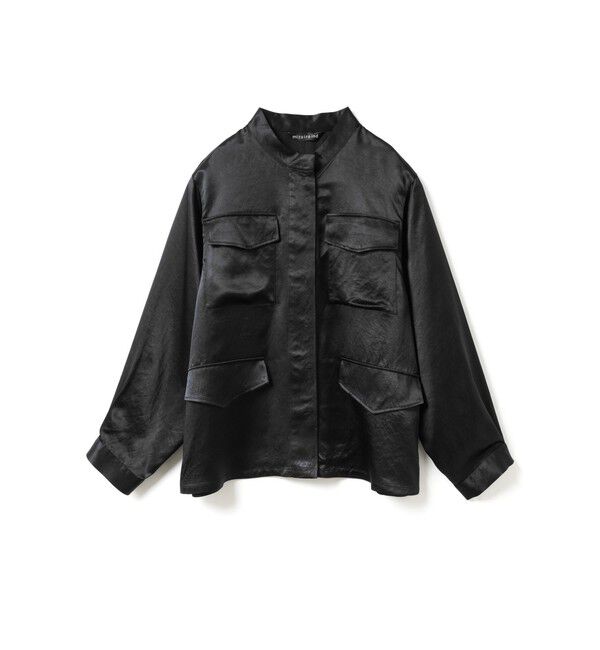 mizuiro ind「mizuiro ind サテンワークシャツ」|シャツ・ブラウス|ブラック