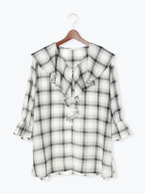 Te chichi TERRASSE「オンブレーチェックフリルブラウス《2025autumn catalog item》」|シャツ・ブラウス|オフホワイト