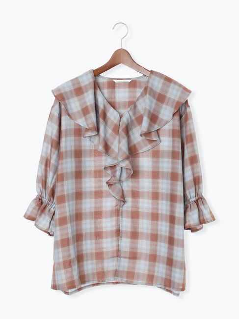 Te chichi TERRASSE「オンブレーチェックフリルブラウス《2025autumn catalog item》」|シャツ・ブラウス|