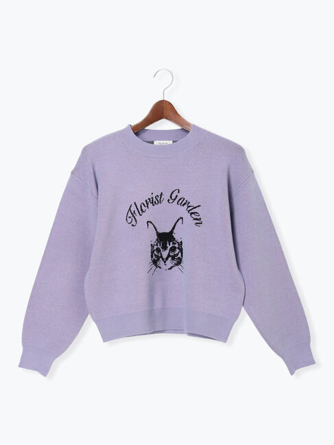 Te chichi TERRASSE「猫モチーフロゴニット」|ニット・セーター|パープル